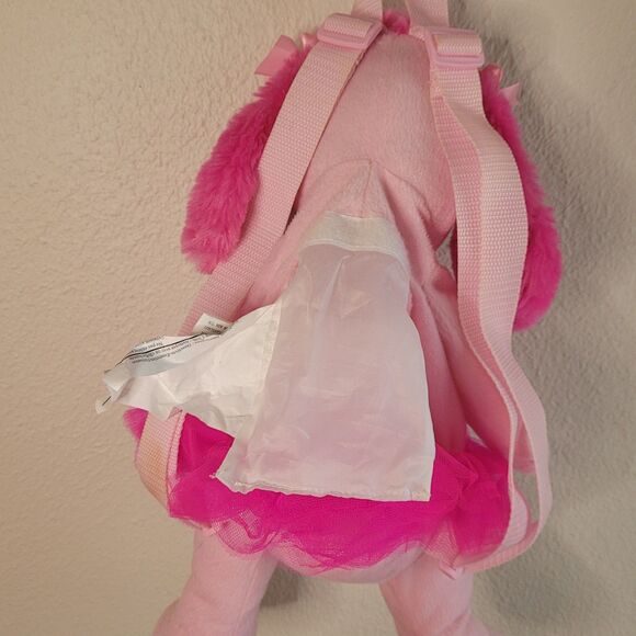 Pink Poodle Plush Animal Backpack Ballerina Tutu Dog Soft Adjustable Straps - Picture 6 of 14